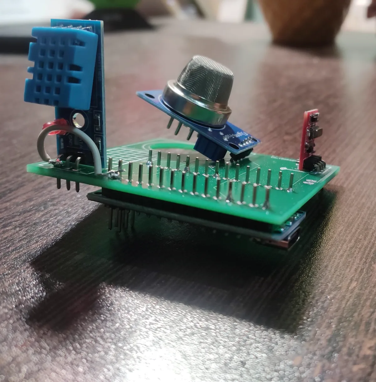 Anaaj Rakshak Tag sensor prototype on a PCB