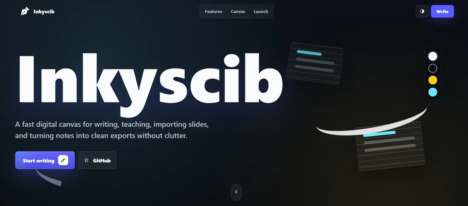 Inkyscib writing and sketching web application